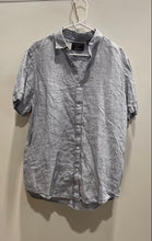 Load image into Gallery viewer, Black Brown 1826 Mens Light Blue Linen Short Sleeve Collared Button-Up Shirt L
