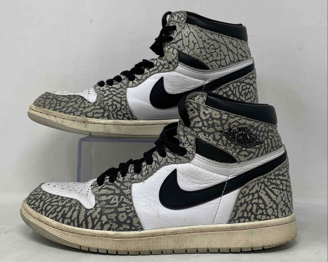 Authentic Nike Mens Air Jordan 1 Retro High White Black Gray Sneakers Size 8.5