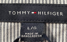 Load image into Gallery viewer, Tommy Hilfiger Mens White Black Striped Short Sleeve Collared Polo Shirt Size L
