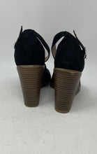 Load image into Gallery viewer, Madden Girl Womens Garland Black Peep Toe Wedge Ankle Strap Heels Size 9
