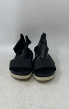 Load image into Gallery viewer, Eileen Fisher Womens Black Leather Back Zip Platform Strappy Sandals Size 6.5
