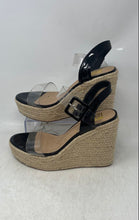 Load image into Gallery viewer, FRH Womens Rosalina Black Clear Wedge Platform Espadrille Sandals Size 8.5
