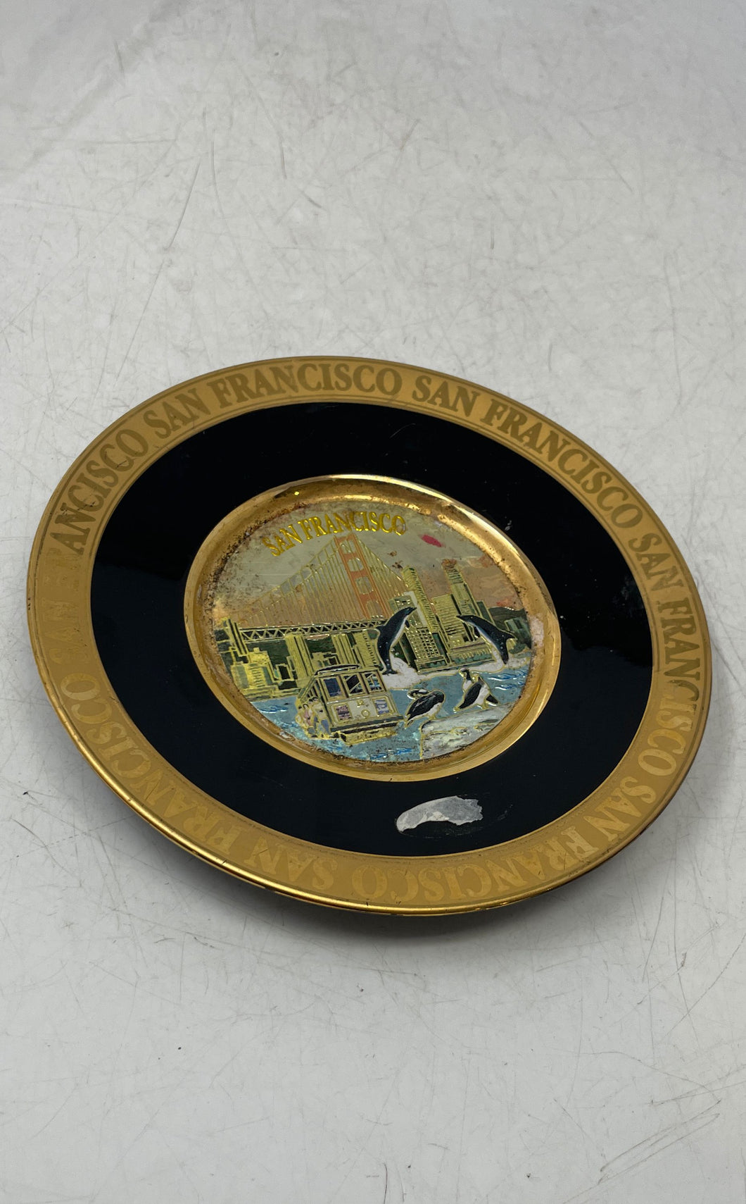 The Art Of Chokin Black San Francisco 24Kt Gold Edged Decorative Collector Plate