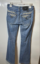 Load image into Gallery viewer, Miss Me Womens Blue Belt Loops 5-Pocket Design Button Front Bootcut Jeans Sz 27
