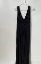 Load image into Gallery viewer, Banana Republic Womens Black Pleated Sleeveless V-Neck Maxi Dress Size L
