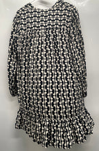 Load image into Gallery viewer, Zara Womens Cream Black Printed Ruffle Hem Long Sleeve V-Neck Mini Dress Size M
