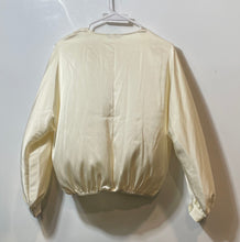 Load image into Gallery viewer, Zara Womens Beige Long Sleeve Elastic Hem V-Neck Blouse Top Size XS With Tag
