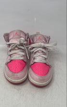 Load image into Gallery viewer, Nike Kids Air Jordan 1 Mid Pink And White Leather Sneakers Shoes Size 13C
