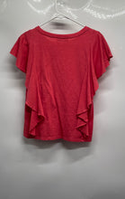Load image into Gallery viewer, Arturo Calle Womens Red Short Ruffle Sleeve Crew Neck Pullover T-Shirt Size L
