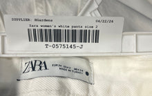 Load image into Gallery viewer, Zara Womens White Denim Light Wash Pockets Cuffed Hem Straight Leg Jeans Size 2
