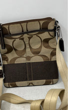 Load image into Gallery viewer, Coach Womens Beige Brown Signature Print Adjustable Strap Zip Top Crossbody Bag
