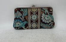 Load image into Gallery viewer, Vera Bradley Womens Brown Blue Floral Print Framed Kisslock Small Clutch Bag

