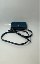 Load image into Gallery viewer, Michael Kors Womens Blue Pebbled Leather Double Zip Phone Tab Crossbody Bag
