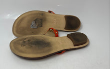 Load image into Gallery viewer, Michael Kors Womens Conway Orange Gold Slip-On Flat T-Strap Sandals Size 7.5

