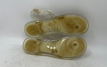 Load image into Gallery viewer, Coach Womens Gold Brown Clear T-Strap Buckle Flat Thong Sandals Size 8
