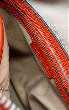 Load image into Gallery viewer, Calvin Klein Womens Orange Pebbled Leather Adjustable Strap Zip Top Backpack
