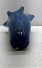 Load image into Gallery viewer, Blue Abstract Print Engraved Glass Home Decorative Scalloped Edge Flower Vase
