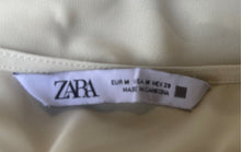 Load image into Gallery viewer, Zara Womens Beige Long Sleeve Regular Fit Button Front Ruffle Blouse Top Size XS
