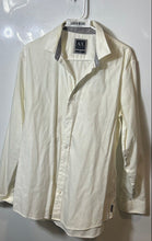 Load image into Gallery viewer, Armani Exchange Mens White Cotton Regular Fit Collared Button-Up Shirt Size L
