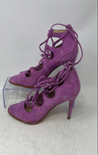 Load image into Gallery viewer, Coach Womens Kira Purple Suede Lace-Up Stiletto Heel Strappy Sandals Size 5B
