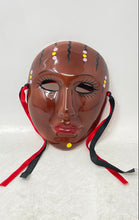 Load image into Gallery viewer, Sunshine U.S.A. New Orleans Ceramic Glossy Brown Masks Decor With Ribbon Straps
