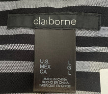 Load image into Gallery viewer, Claiborne Mens Black Gray Striped Long Sleeve Button-Up Shirt Size Large
