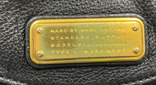 Load image into Gallery viewer, Authentic Marc By Marc Jacobs Womens Black Gold-Tone Crossbody Bag Stained
