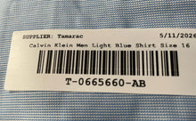 Load image into Gallery viewer, Calvin Klein Mens Light Blue Slim Fit Stretch Non-Iron Dress Shirt Size 16
