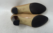 Load image into Gallery viewer, Cole Haan Womens Beige Leather Round Toe Slip-On Block Pump Heels Size 5.5B

