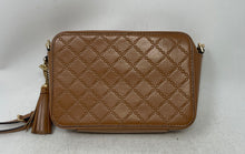 Load image into Gallery viewer, Michael Kors Womens Brown Chain Embossed Leather Tassel Zipper Crossbody Bag
