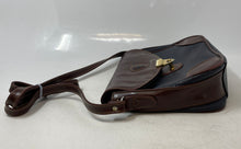 Load image into Gallery viewer, Milano Womens Dark Blue And Brown Pebble Leather Shoulder Crossbody Handbag
