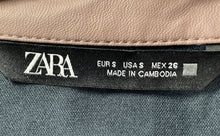 Load image into Gallery viewer, Zara Womens Mauve Faux Leather Long Sleeve Collared Button-Up Shirt Size Small

