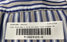 Load image into Gallery viewer, Hugo Boss Mens Blue Striped Slim Fit Two Ply Long Sleeve Dress Shirt Size 16
