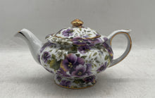 Load image into Gallery viewer, Multicolor Floral Pattern Scroll Handle Lidded Teapot With Gold Trim
