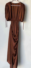 Load image into Gallery viewer, Zara Womens Brown Short Sleeve Pleated Cut-Out Tie Front Maxi Dress Size XL
