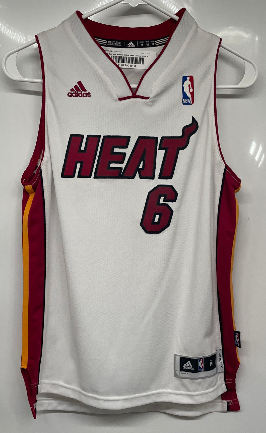 Adidas Mens White Miami Heat LeBron James #6 Basketball Jersey Size Medium