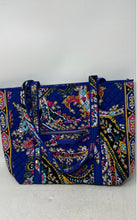 Load image into Gallery viewer, Vera Bradley Womens Blue Romantic Paisley Printed Quilted Zip Top Tote Handbag
