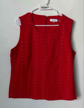 Load image into Gallery viewer, Calvin Klein Womens Red Sleeveless Collarless Back Zipper Blouse Top Size XL
