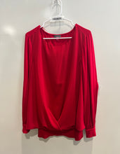 Load image into Gallery viewer, Vince Camuto Womens Red Long Sleeve Round Neck Draped Front Blouse Top Size L
