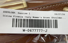 Load image into Gallery viewer, Divina Firenze Womens Brown Leather Magnetic Flap Rectangle Shoulder Bag
