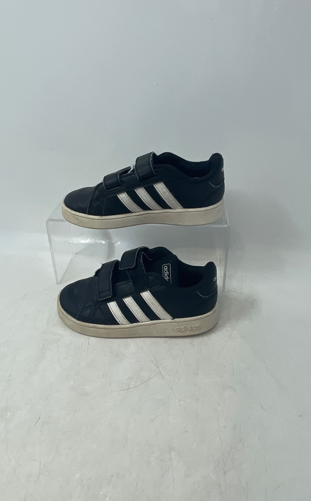 Adidas Kids Grand Court EF0117 Black White Lace-Up Sneakers Shoes Size 10