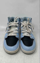 Load image into Gallery viewer, Nike Kids Air Jordan 1 Mid Black White Light Blue Lace-Up Sneaker Shoes Size 6Y
