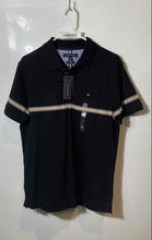 Load image into Gallery viewer, Tommy Hilfiger Mens Black Striped Print Cotton Slim-Fit Polo Shirt Sz M With Tag
