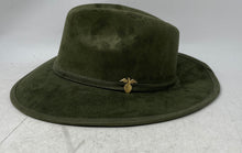 Load image into Gallery viewer, Unbranded Mens Olive Green Suede Wide Brim Adjustable Fedora Hat Size M
