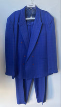 Load image into Gallery viewer, J. Vital Mens Royal Blue Windowpane Check 2-Piece Suit Size Blazer L52 Pants W48
