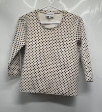 Load image into Gallery viewer, Bimba Y Lola Womens Beige Black Polka Dot 3/4 Sleeve Pullover T-Shirt Size Small
