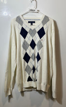 Load image into Gallery viewer, Tommy Hilfiger Mens White Argyle Long Sleeve V-Neck Pullover Sweater Size XL
