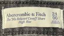Load image into Gallery viewer, Abercrombie &amp; Fitch Womens Black Denim High-Rise Relaxed Cutoff Shorts Sz 24/00
