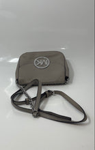 Load image into Gallery viewer, Michael Kors Womens Gray Leather Adjustable Strap Flap Small Crossbody Bag

