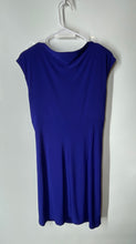 Load image into Gallery viewer, Ralph Lauren Womens Blue Ruched Pleated Cap Sleeve V-Neck Sheath Dress Size 12
